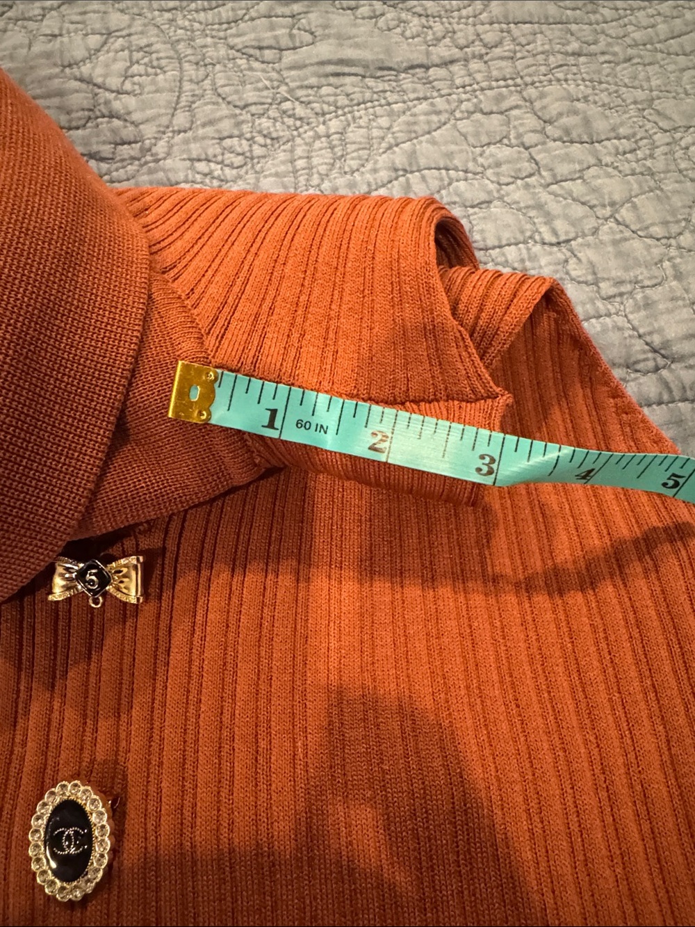 Chanel Knit Rust Color Sweater Removable Buttons - Picture 9 of 15